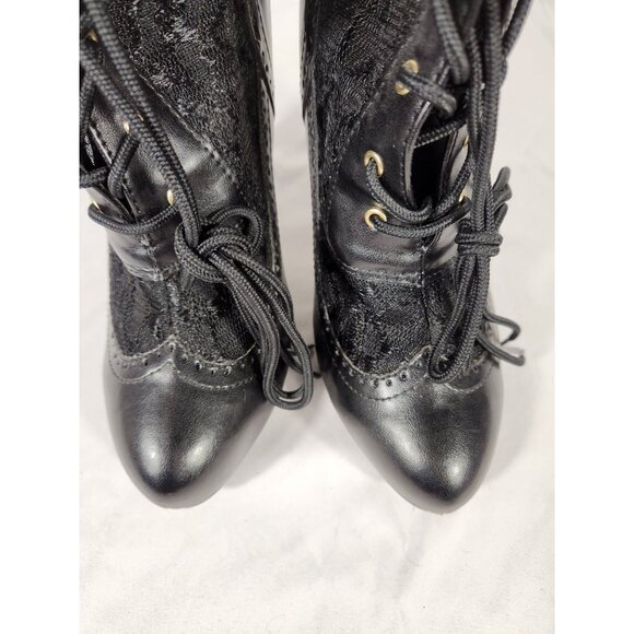 NOS Funtasma Black Lace Boots High Heel Retro Witchy Goth US:12 - Picture 10 of 10